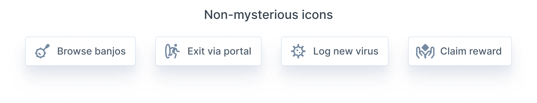 A row of uncommon icons with labels.