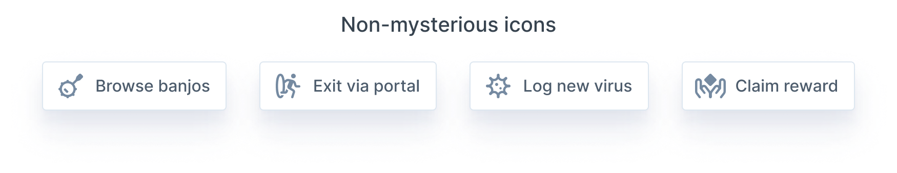 A row of uncommon icons with labels.